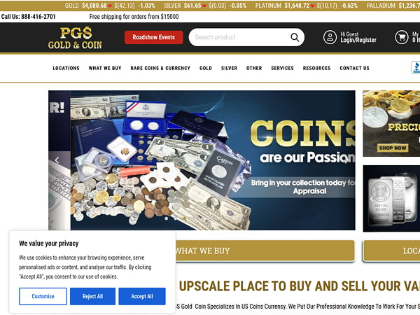 Screenshot pgsgoldandcoin.com